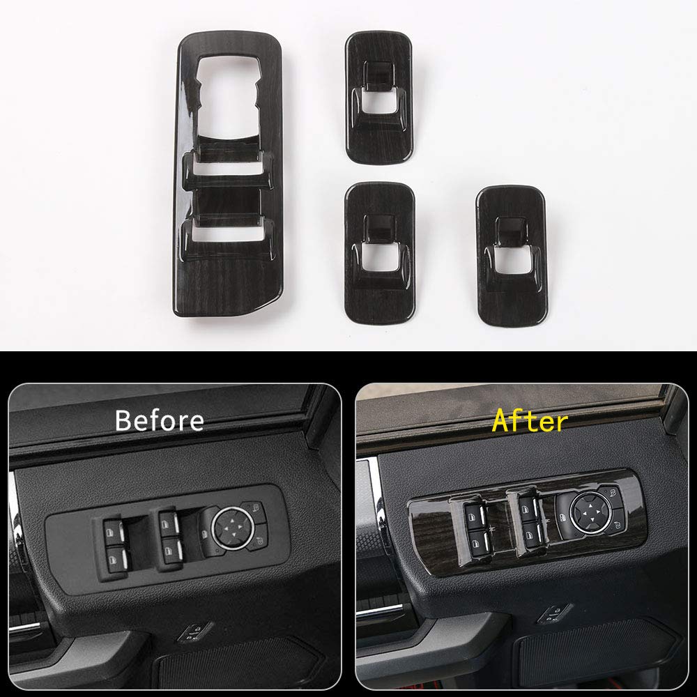 Voodonala Black Wood Grain Window Lift Panel Switch Trims Kit for 2015 2016 2017 2018 Ford F150