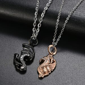 OIDEA Stainless Steel His Hers Angel Wing Pendant Necklace for Couples Valentines Day GIFTS