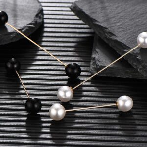 4 Pieces Sweater Shawl Clips Pearl Brooch Pins for Women Cardigan Sweater Clip Double Faux Pearl Brooches Vintage Shirts Pin for Clothes Women Girl Costume Accessory