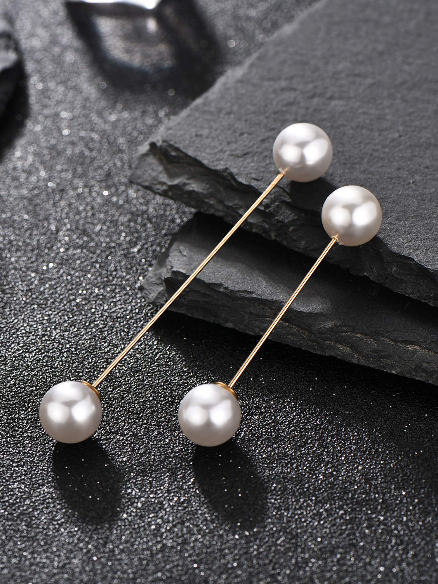 4 Pieces Sweater Shawl Clips Pearl Brooch Pins for Women Cardigan Sweater Clip Double Faux Pearl Brooches Vintage Shirts Pin for Clothes Women Girl Costume Accessory