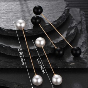 4 Pieces Sweater Shawl Clips Pearl Brooch Pins for Women Cardigan Sweater Clip Double Faux Pearl Brooches Vintage Shirts Pin for Clothes Women Girl Costume Accessory