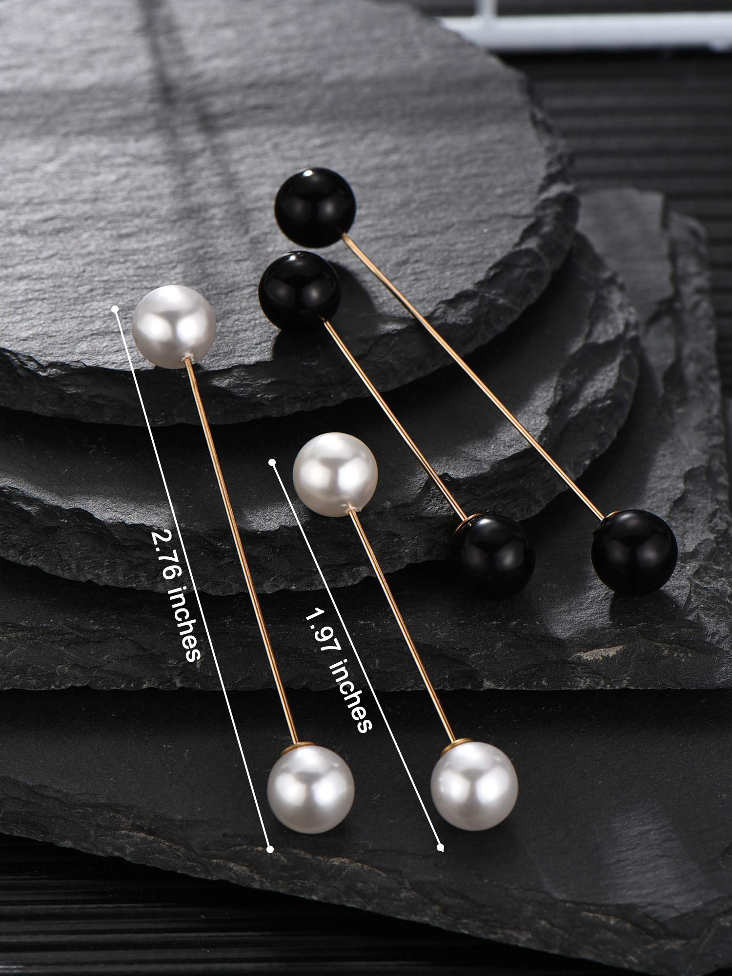 4 Pieces Sweater Shawl Clips Pearl Brooch Pins for Women Cardigan Sweater Clip Double Faux Pearl Brooches Vintage Shirts Pin for Clothes Women Girl Costume Accessory