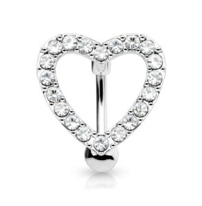 forbidden body jewelry belly button rings pave cz crystal heart reverse hinged top down belly rings surgical steel 14g