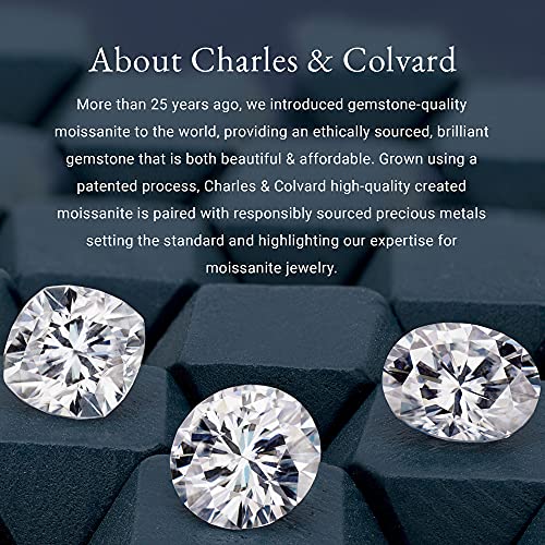 Charles & Colvard Created Moissanite 7.5mm Round Cut Stud Earrings for Women | 3 cttw DEW | Lab Grown | Solid 14K White Gold with Rhodium