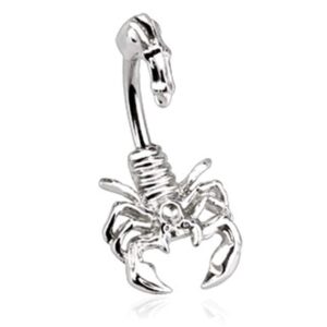 forbidden body jewelry belly button rings surgical steel 14g top down scorpion belly ring