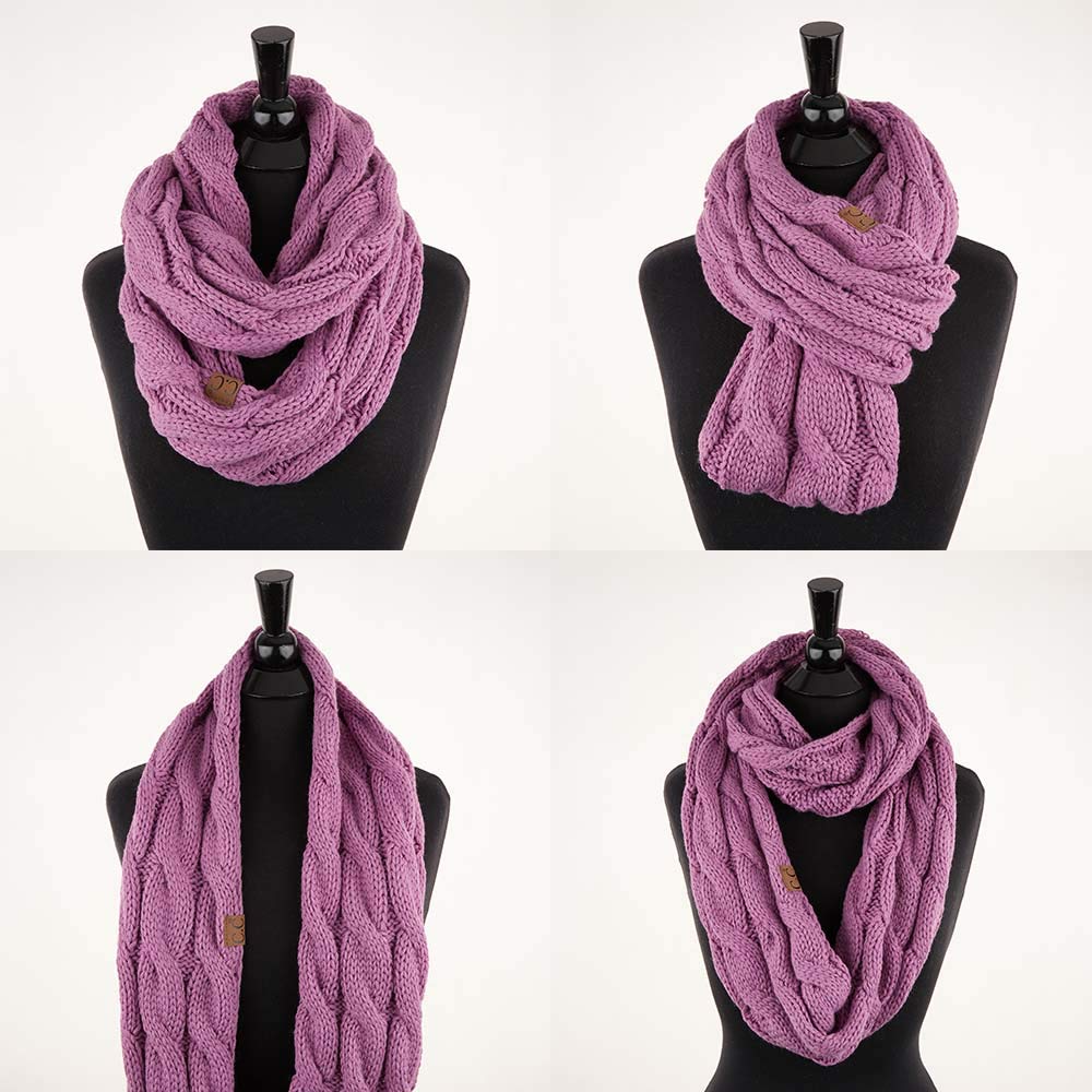 C.C Exclusives Multi Color Cable Knit Infinity Scarf (SF-800) (Black)