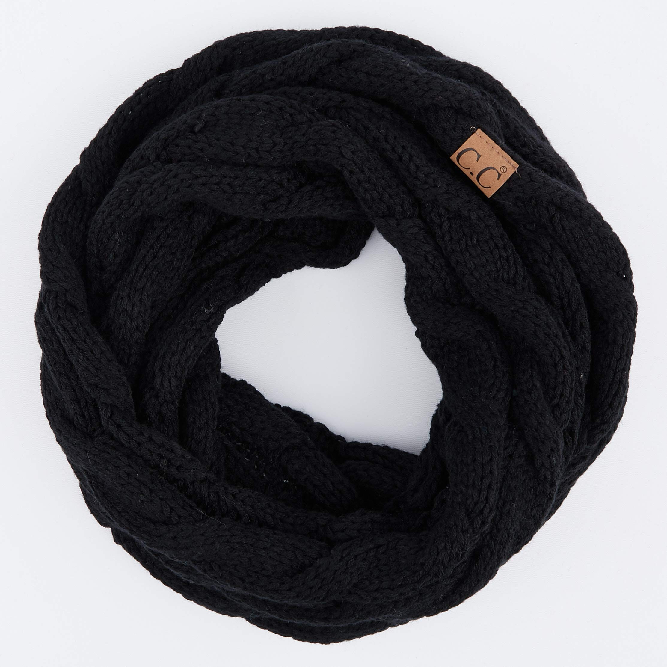 C.C Exclusives Multi Color Cable Knit Infinity Scarf (SF-800) (Black)