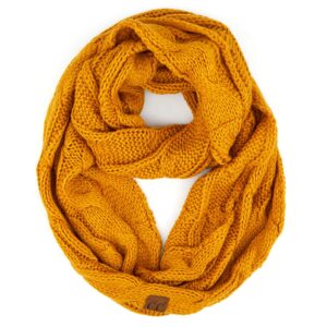 c.c exclusives multi color cable knit infinity scarf (sf-800) (mustard)