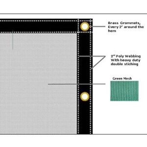 Mytee Products 8' x 10' Green Heavy Duty 6 Oz 70% Shade Mesh Tarps with Grommets ROLL-Off | Sturdy Mesh Tarp Shades for Sun Light Blockage, Green House, Garden, Swimming Pool, Balcony Privacy Mesh