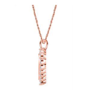 MauliJewels 1 Ct Diamond Open Heart Pendant for Women in 14k Solid Rose Gold with complimentary 18" Silver Chain