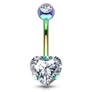 curved barbell christina vertical hood vch heart jewelry piercing 1/2 multi - gold