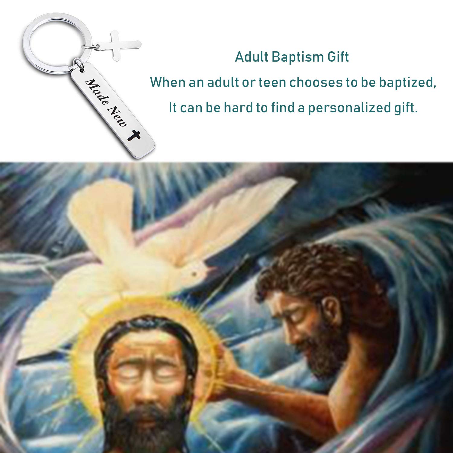 Lywjyb Birdgot Adult Baptism Gift Made New Baptism Keychain Christian Baptized Jewelry Unique Baptism Gift (Made New)