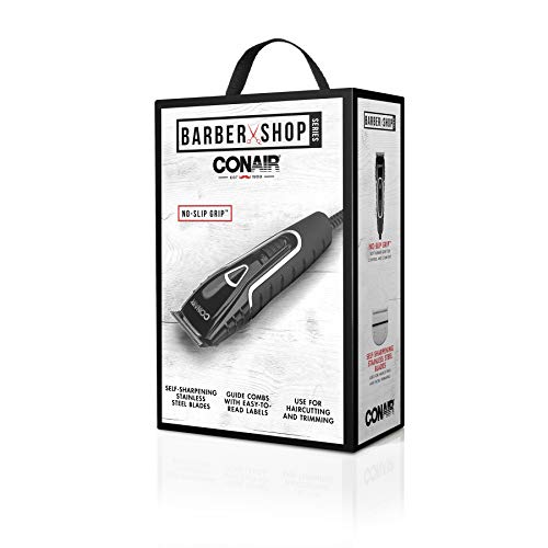 Conair Barber Hair Clippers, Barbershop Series No-Slip Grip 16-Piece Hair Cutting Kit