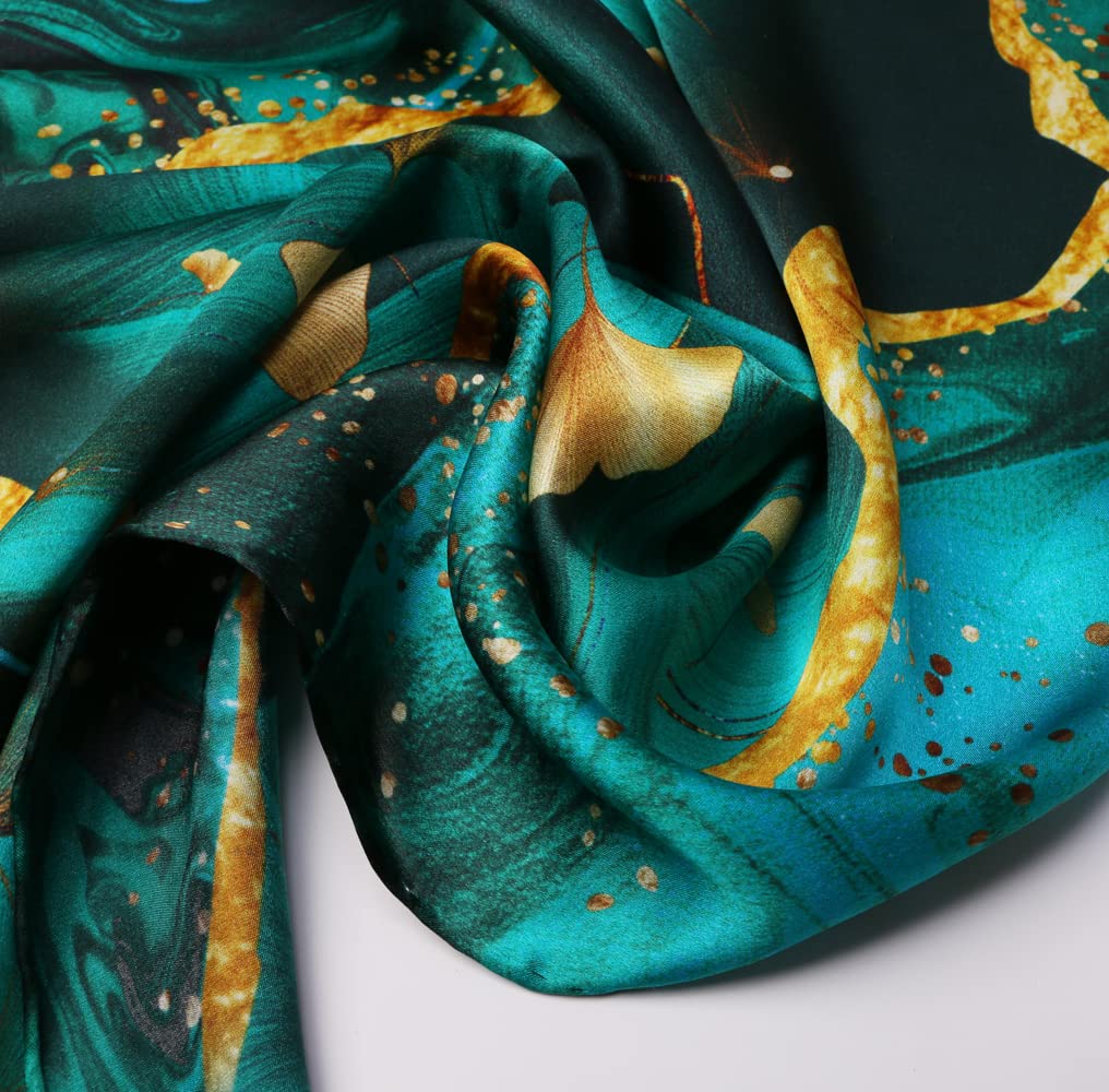 Women's Pure Mulberry Silk Scarf Floral Print Satin Long Scarf Wrap Shawl (mzyy05)