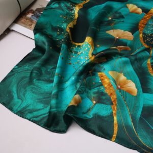 Women's Pure Mulberry Silk Scarf Floral Print Satin Long Scarf Wrap Shawl (mzyy05)