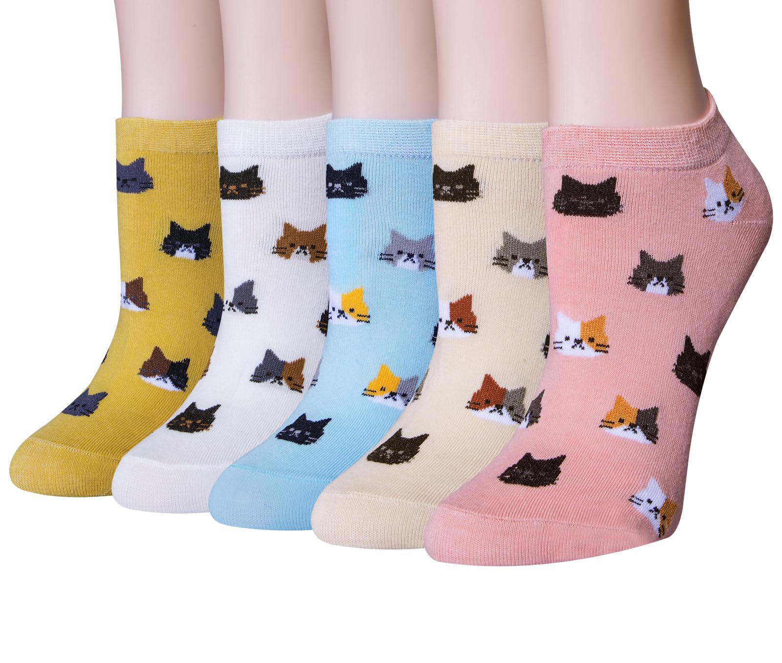 Justay 5 Pairs Womens Cute Cat Socks Novelty Funny Cat Claw Socks Animal Fun Ankle Socks