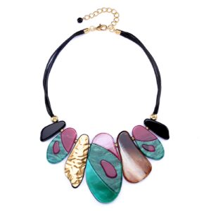 famarine vintage tribe chunky collar necklace, geometry acrylic pendant bib statment necklace costume jewelry (necklace)