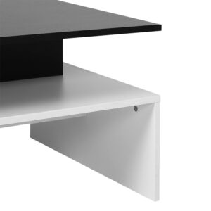 HOMCOM Modern Coffee Table, 2-Tier Rectangular Center Table with Storage Shelves for Living Room, Black/White