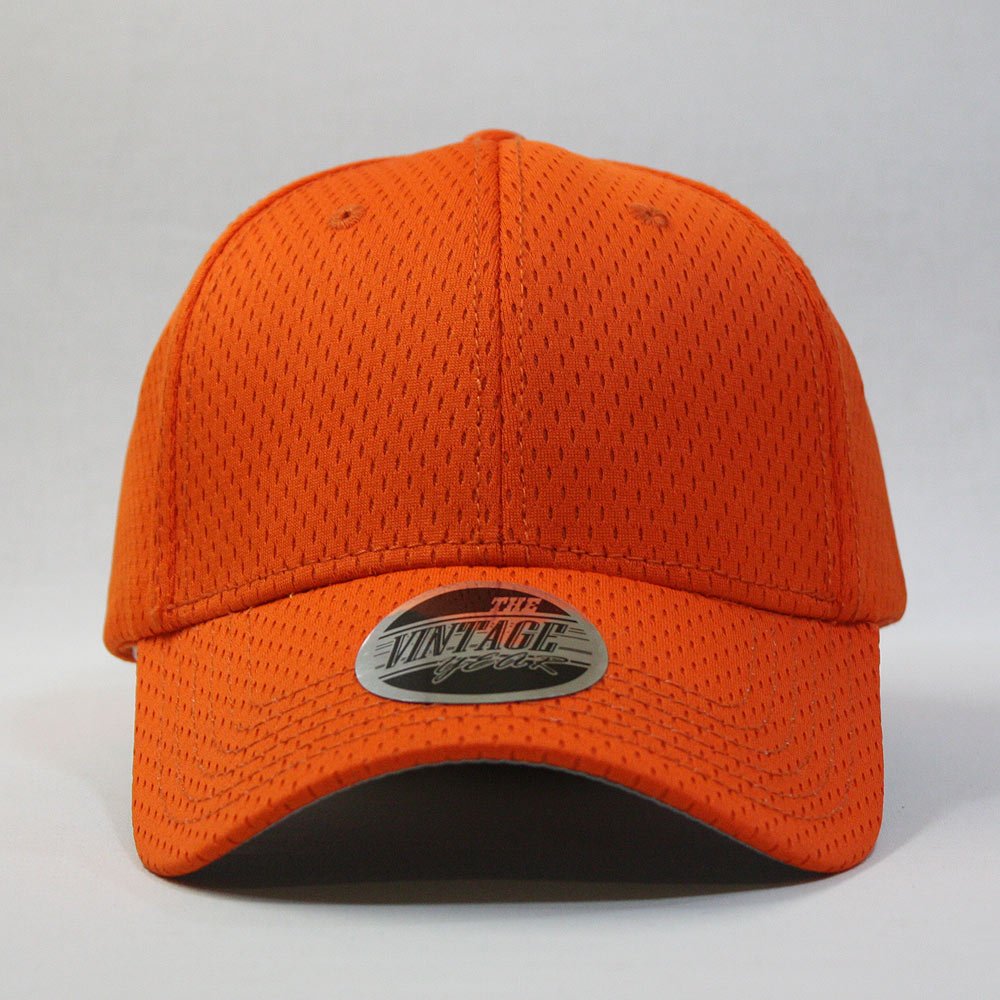 Plain Pro Cool Mesh Low Profile Structured Adjustable Baseball Cap (Orange)