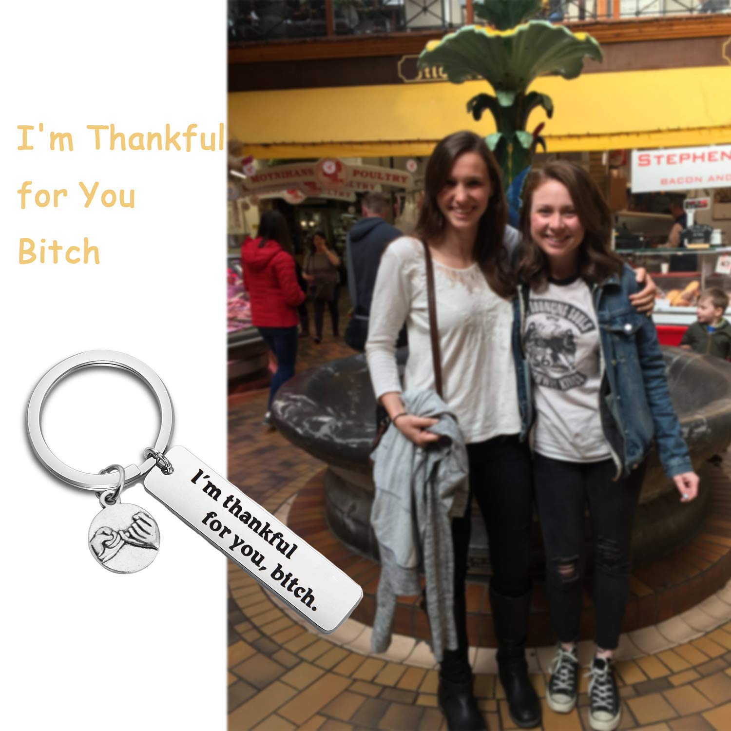 Lywjyb Birdgot Best Friend Gift Funny Friends Keychain I'm Thankful For You Bitch Friendship Keychain Gift (Thankful For You Bitch)