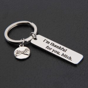 Lywjyb Birdgot Best Friend Gift Funny Friends Keychain I'm Thankful For You Bitch Friendship Keychain Gift (Thankful For You Bitch)