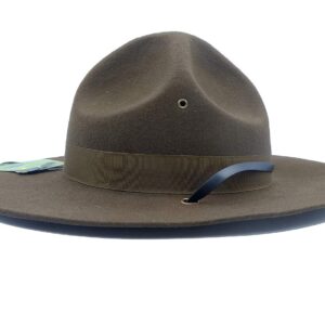 TingTingo Military Campaign Hat Drill Sergeant Instructor Mountie Ranger Hat 100% Wool Olive