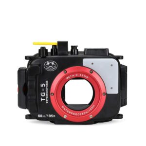 SeaFrogs Waterproof Housing Underwater Case for Olympus TG5 with 67mm Red Filter Combo, Applied to 60m/195ft