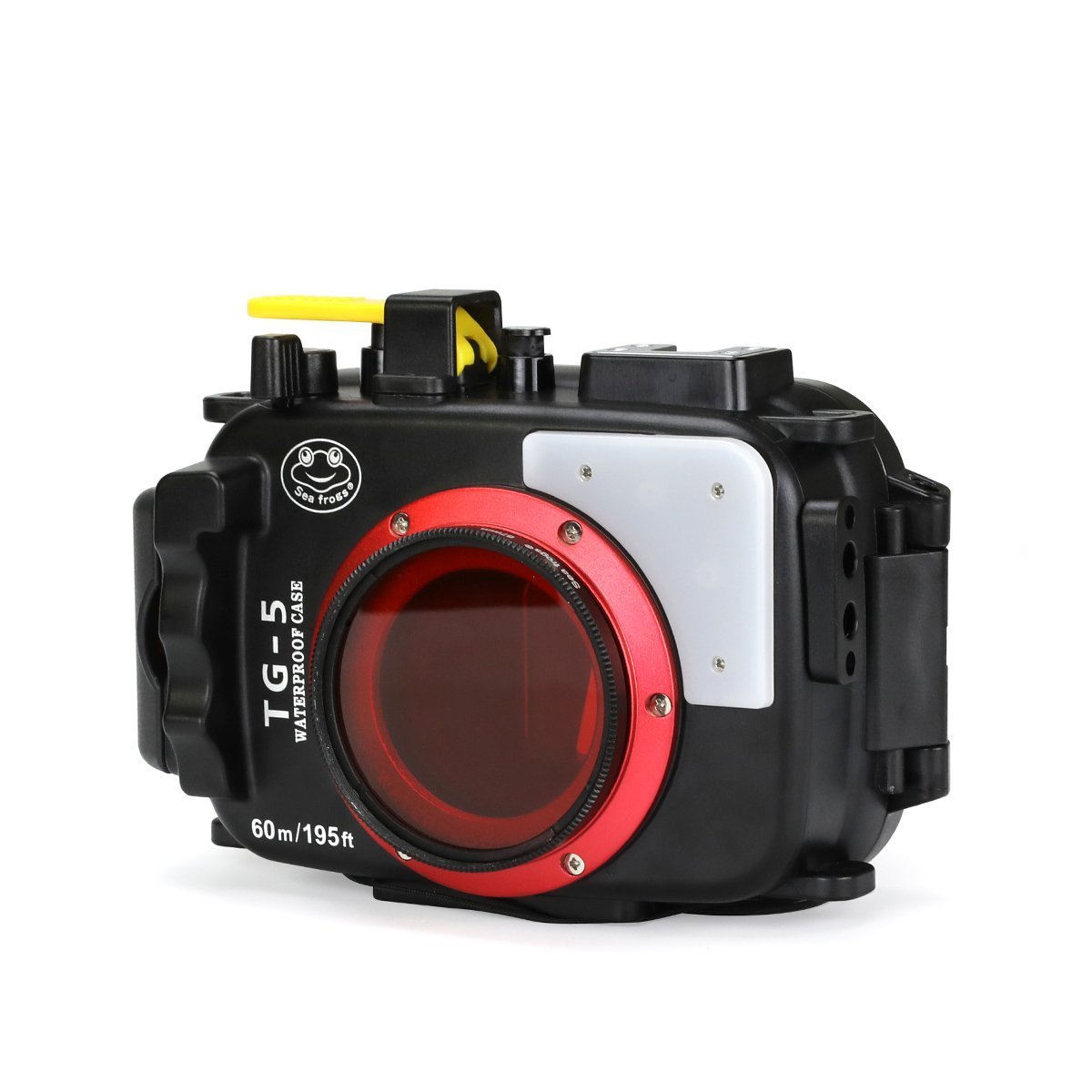 SeaFrogs Waterproof Housing Underwater Case for Olympus TG5 with 67mm Red Filter Combo, Applied to 60m/195ft