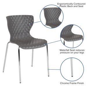 Flash Furniture 4 Pack Lowell Contemporary Design Gray Plastic Stack Chair