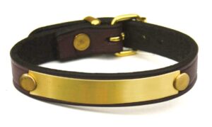 big dee's tory leather custom leather bracelet with brass plate engraved (havana)