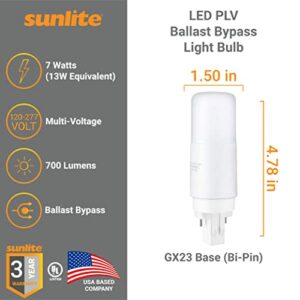 Sunlite GX23 LED Bulb, 2-Pin PLV, 7 Watt, Cool White (4000K), Full 360 Degree Illumination, 13 Watt CFL Replacement (Ballast Bypass Required)