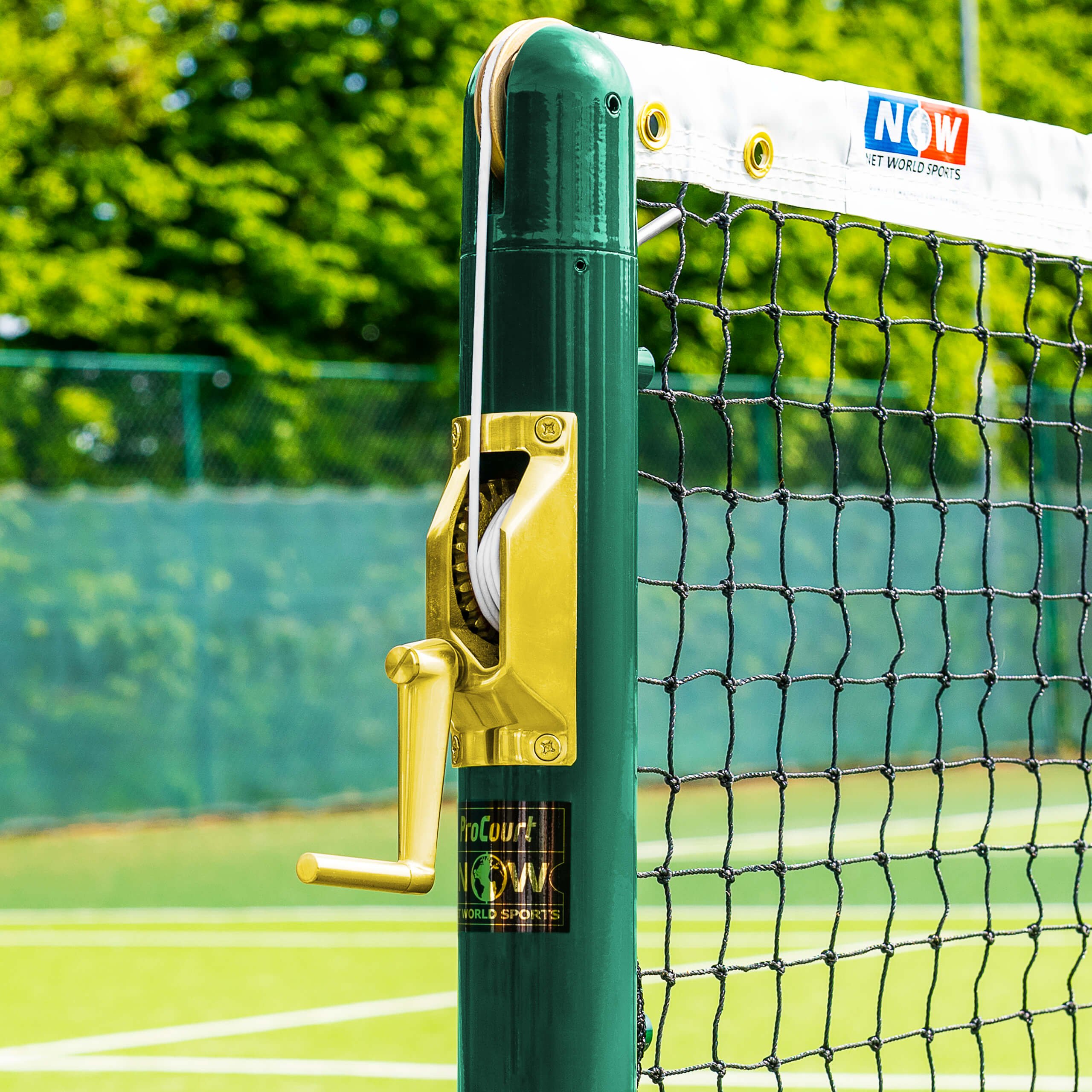 Vermont Tennis Post Winder Mechanism & Handle [3 Styles] | Premium Brass – Square & Round Tennis Posts (Large Round)