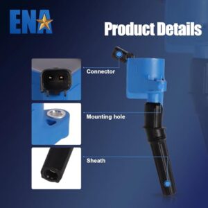 ENA Set of 8 Blue Ignition Coil Pack Compatible with Ford Lincoln Mercury F150 F250 E150 E350 Navigator Town Car Expedition Mustang GT Grand Marquis 4.6L 5.4L 6.8L for DG508 DG457 DG472 DG491 FD503