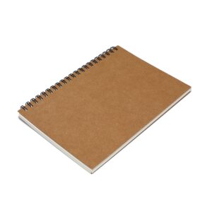 TWONE 3 Packs Soft Cover Notebook with Lined Paper Brown Spiral Notebooks with 100 Ruled Pages 50 Sheets Memo Notepads for Home School Travel, 8.25 x 5.55 inch