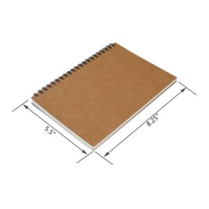 TWONE 3 Packs Soft Cover Notebook with Lined Paper Brown Spiral Notebooks with 100 Ruled Pages 50 Sheets Memo Notepads for Home School Travel, 8.25 x 5.55 inch