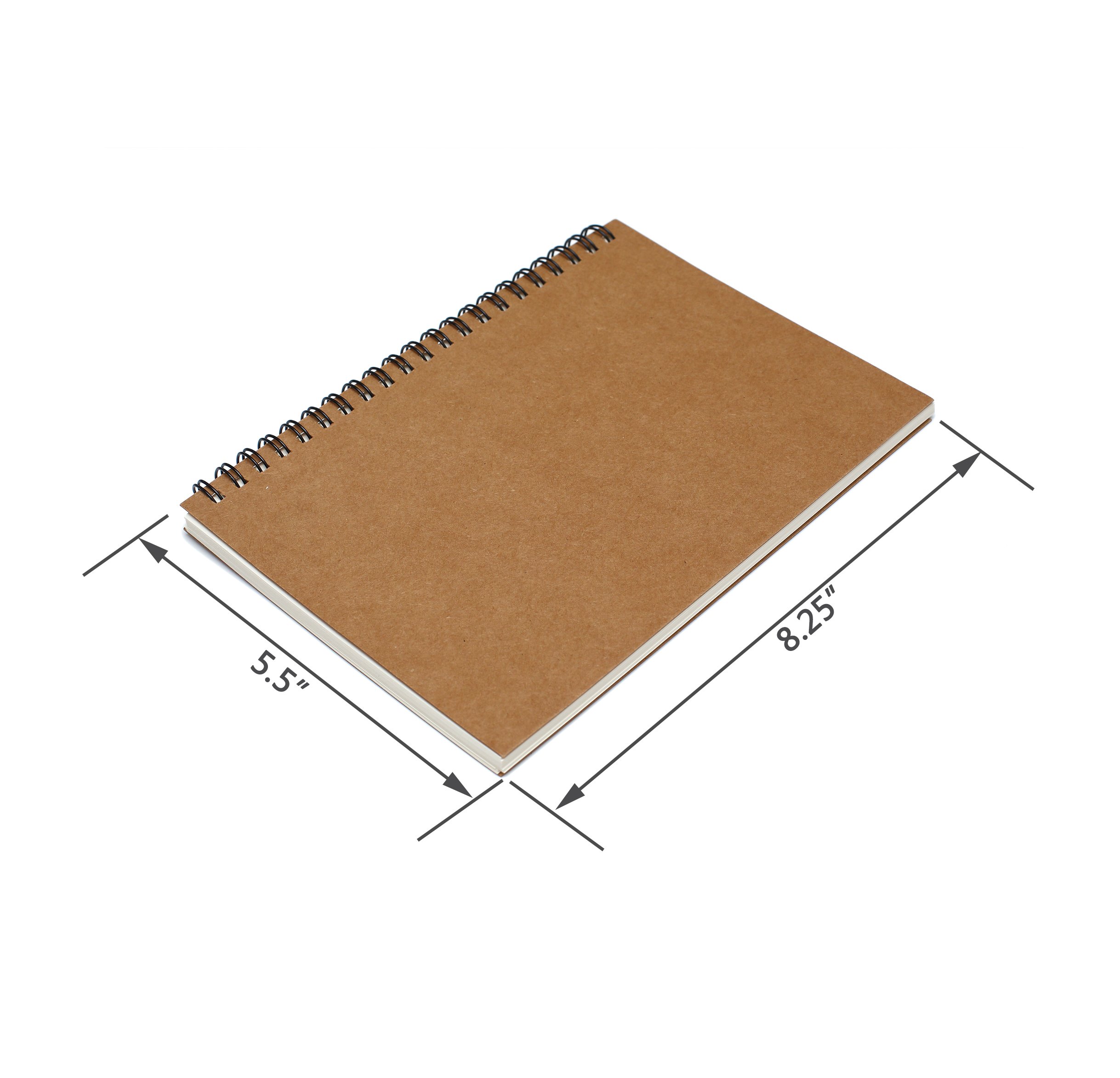 TWONE 3 Packs Soft Cover Notebook with Lined Paper Brown Spiral Notebooks with 100 Ruled Pages 50 Sheets Memo Notepads for Home School Travel, 8.25 x 5.55 inch