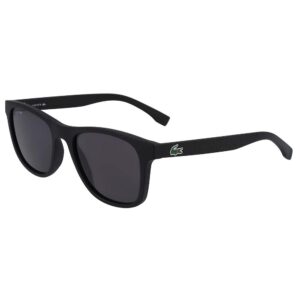 Lacoste Men's L884S Rectangular Sunglasses, Matte Black/Black Solid Smoke, 53 mm