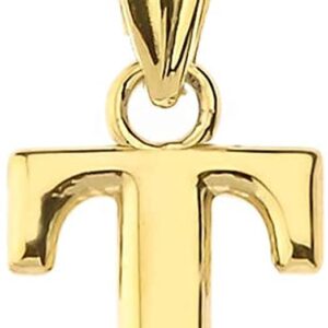 10K Yellow Gold Fine Mini Dangling Initial A-Z Charm 1/2" Pendant - Letter T