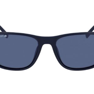 Lacoste Men's L882S Rectangular Sunglasses, Blue/Solid Blue Flash, 55 mm