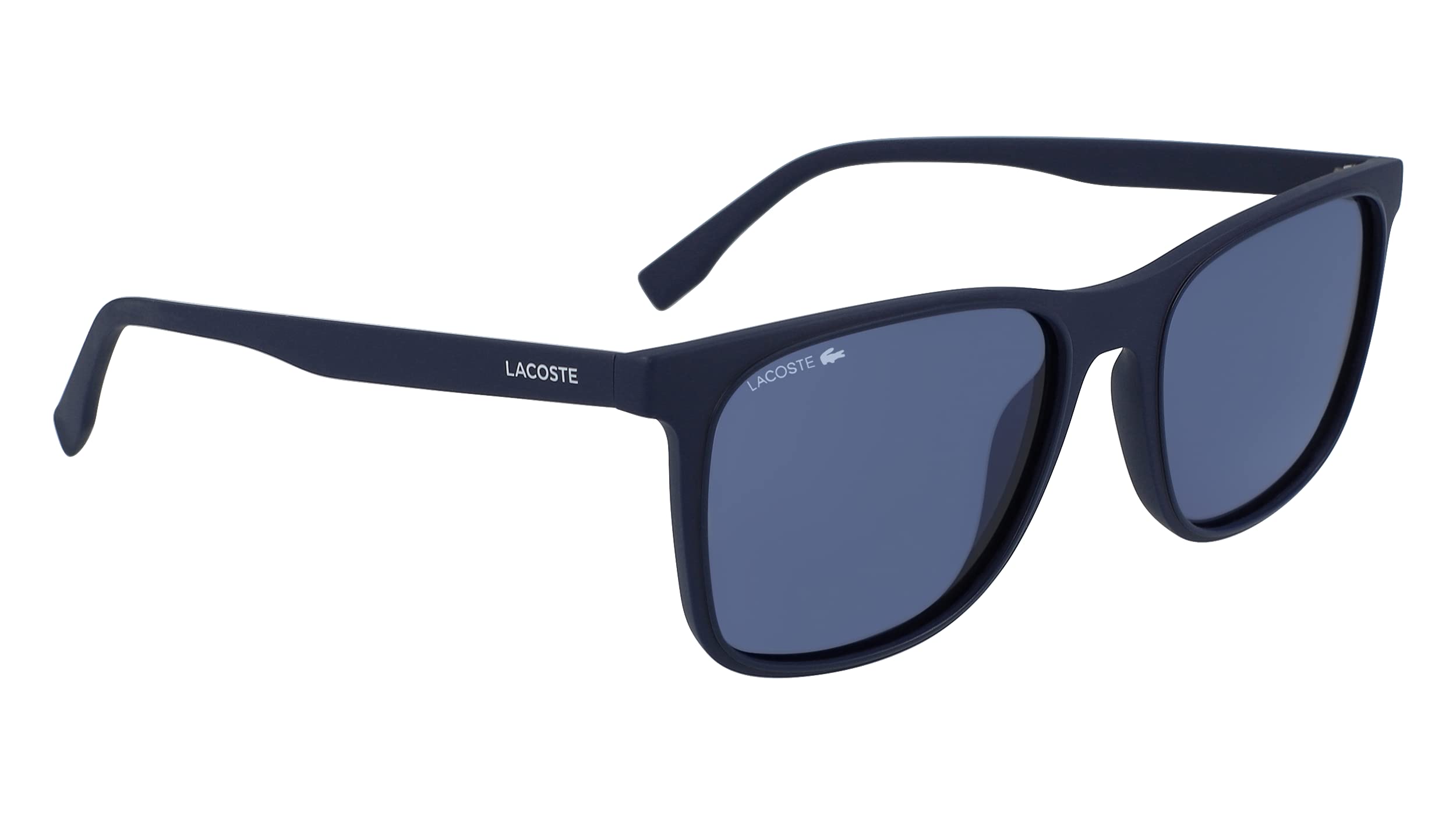 Lacoste Men's L882S Rectangular Sunglasses, Blue/Solid Blue Flash, 55 mm