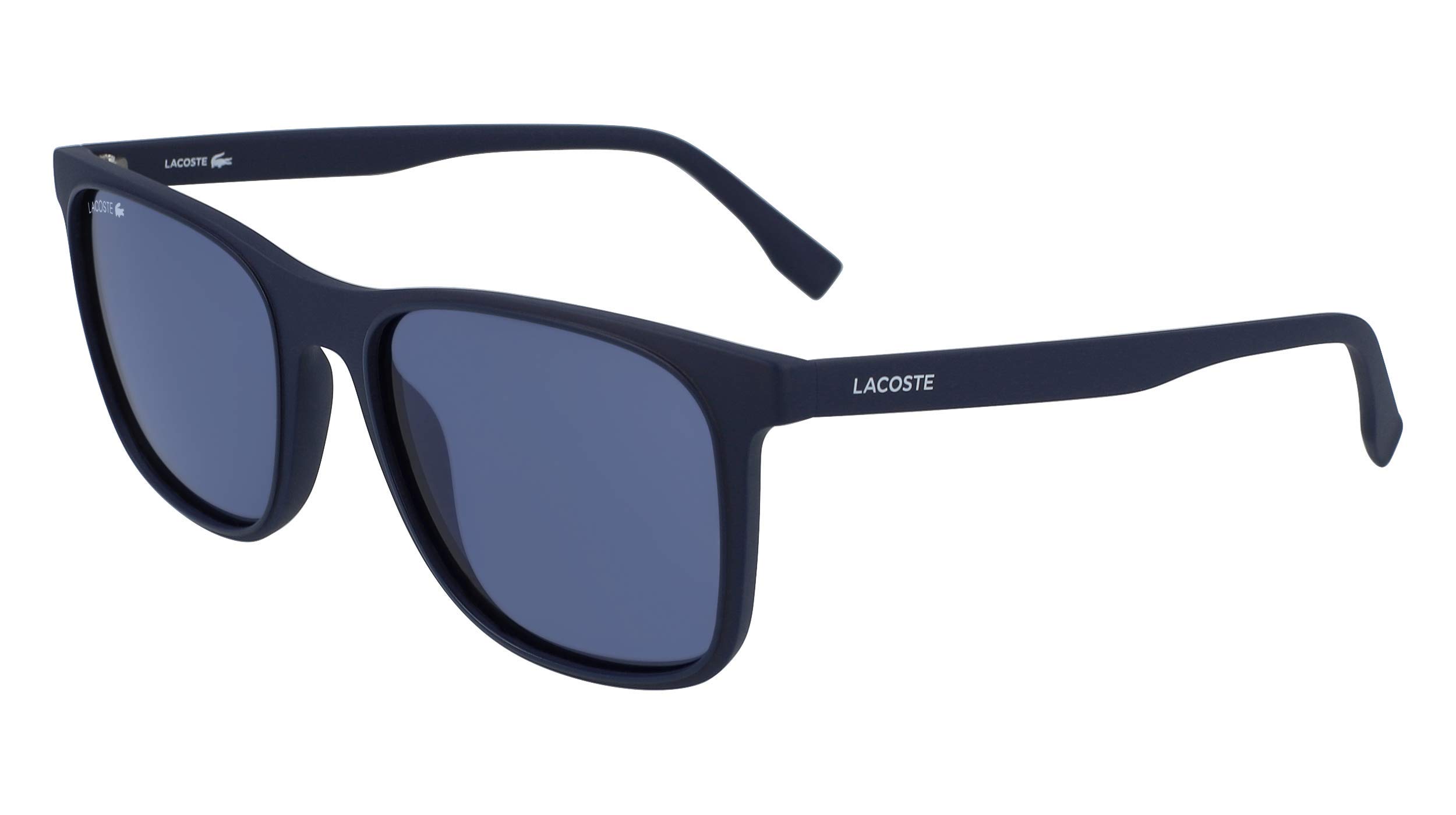 Lacoste Men's L882S Rectangular Sunglasses, Blue/Solid Blue Flash, 55 mm