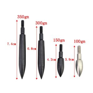 HNZMDY 12 Pcs Archery Arrow Field Points 100/150/200/250/300/350 Grain Bullet Points Screw in Broadheads (Black, 150 grain)