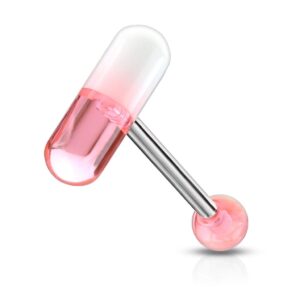 covet jewelry acrylic 2-color pill barbell (pink)