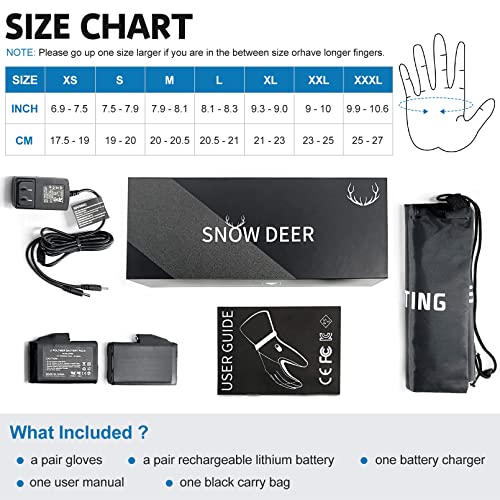 SNOW DEER Upgraded Heated Gloves Men Women,Ski Motorcycle Electric Battery Mittens Gloves