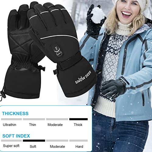 SNOW DEER Upgraded Heated Gloves Men Women,Ski Motorcycle Electric Battery Mittens Gloves