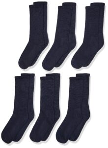 jefferies socks little boy's seamless half cushion sport crew socks 6 pair pack, navy, medium