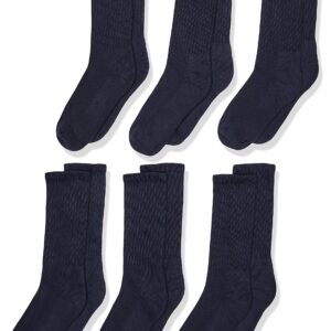 Jefferies Socks Little Boy's Seamless Half Cushion Sport Crew Socks 6 Pair Pack, Navy, Medium