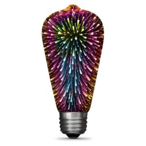 feit electric infinity 3d fireworks led light bulb, st19 led bulb, st19/prism/led,1 count (pack of 1), multicolor