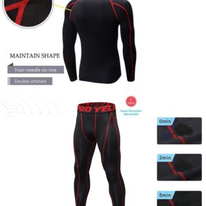 Minghe Mens Thermal Underwear Base Layer Men Cold Weather Gear Thermal Shirt and Pants Sports Long Johns Set, Black Black Line, Medium