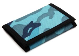 jonyee kids wallet for boys and girls, novelty wallet for boys ages 5-7, camo teen wallet for kids birthday gifts (blue)